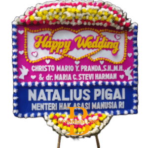 Bunga Papan Happy Wedding Pinks