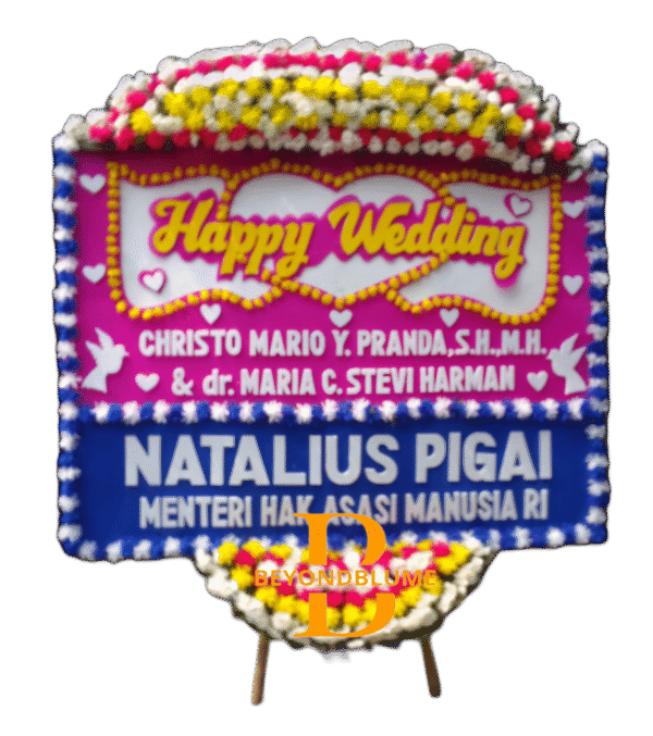 Bunga Papan Happy Wedding Pinks