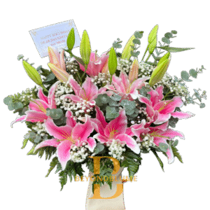 Vas Flowers Lily Pink Luxury