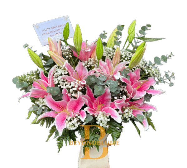Vas Flowers Lily Pink Luxury