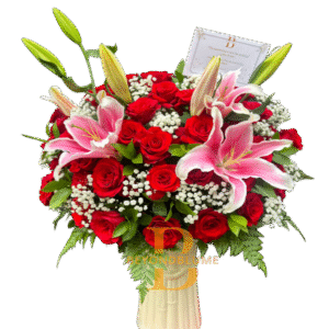 Vas Flowers Rose Red Lily Luxury
