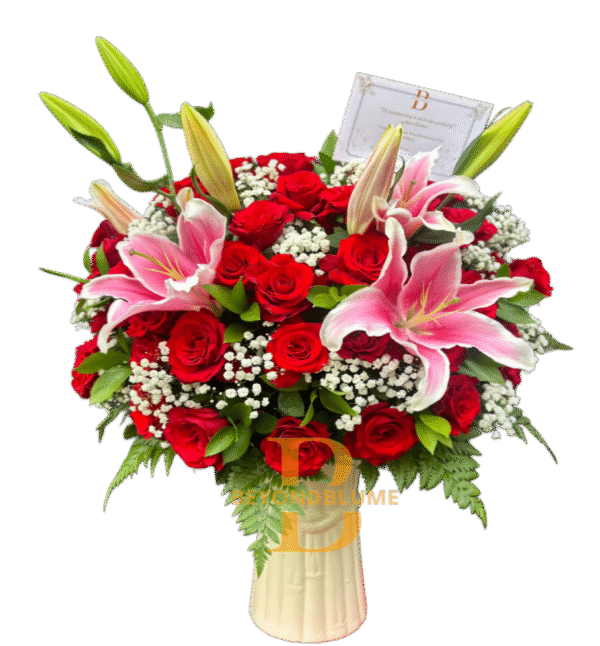 Vas Flowers Rose Red Lily Luxury