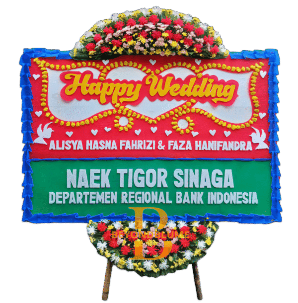 Bunga Papan Happy Wedding Mulia