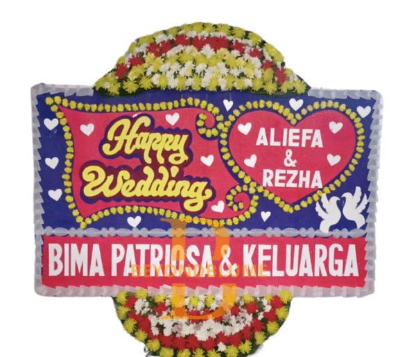 Bunga Papan Happy Wedding Love